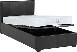 Waverley 3' Storage Bed Black Faux Leather