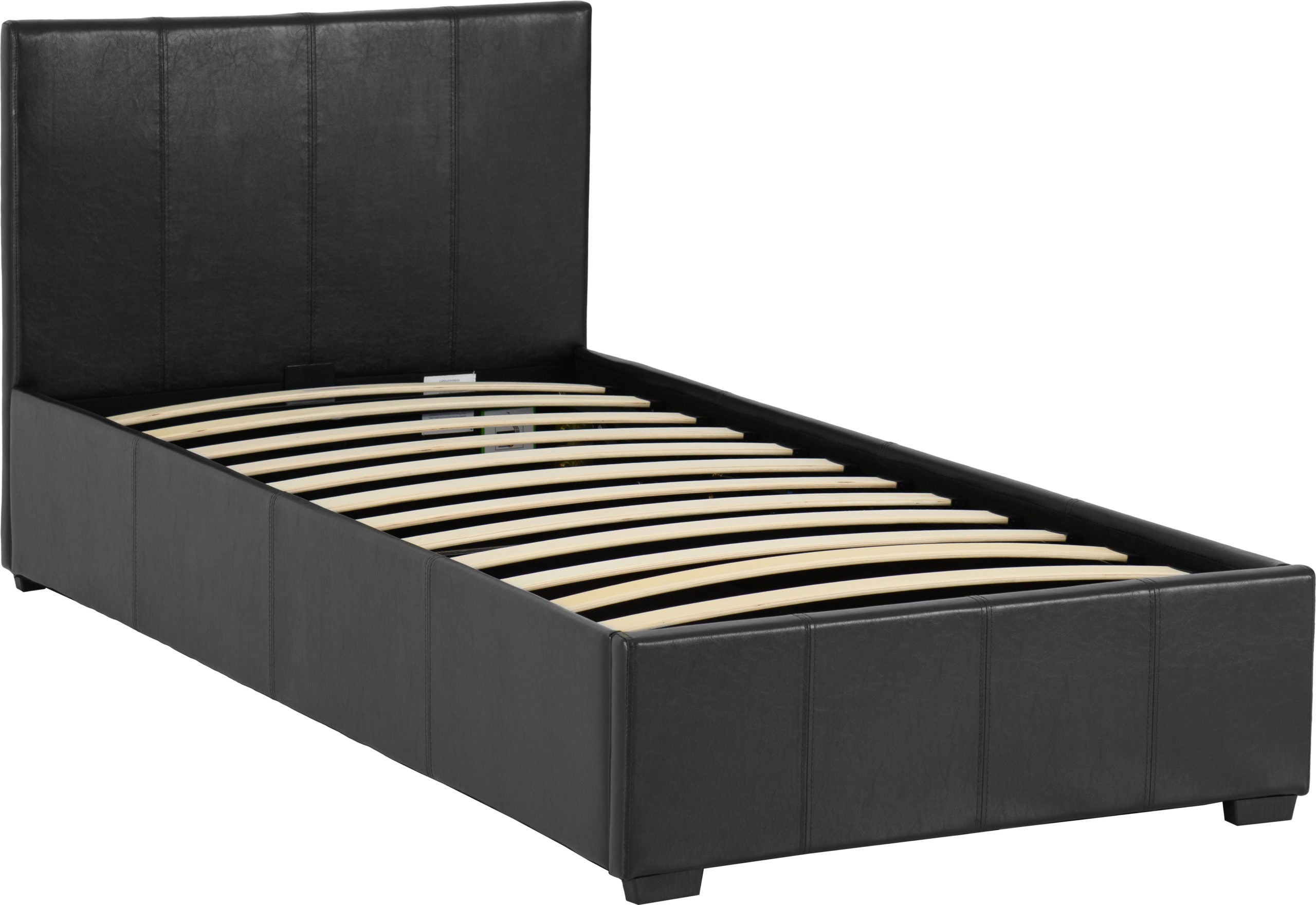 Waverley 3' Storage Bed Black Faux Leather