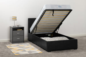 Waverley 3' Storage Bed Black Faux Leather