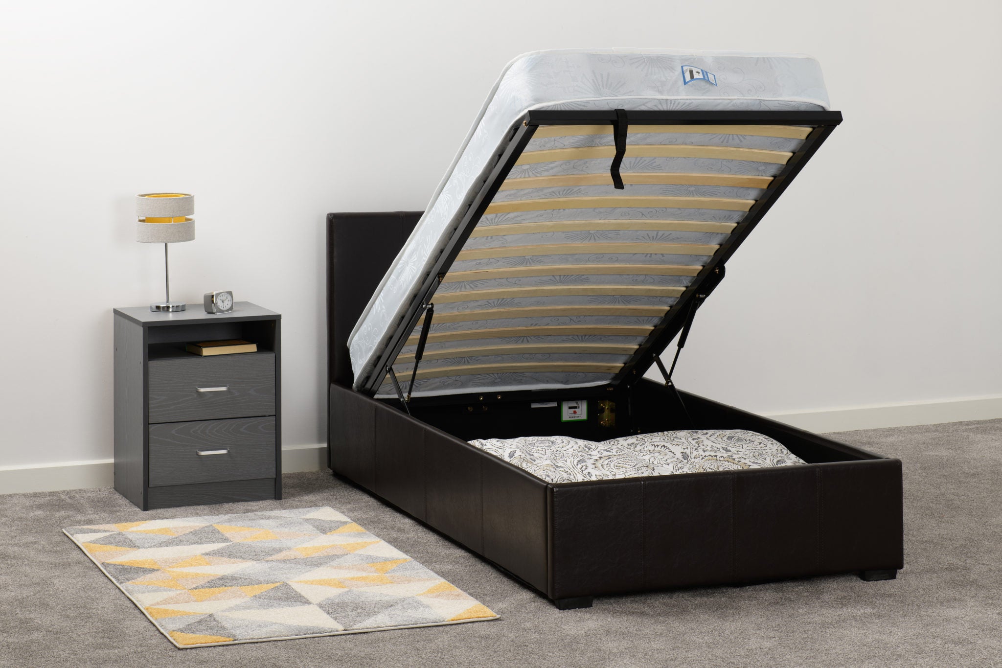Waverley 3' Storage Bed Brown Faux Leather