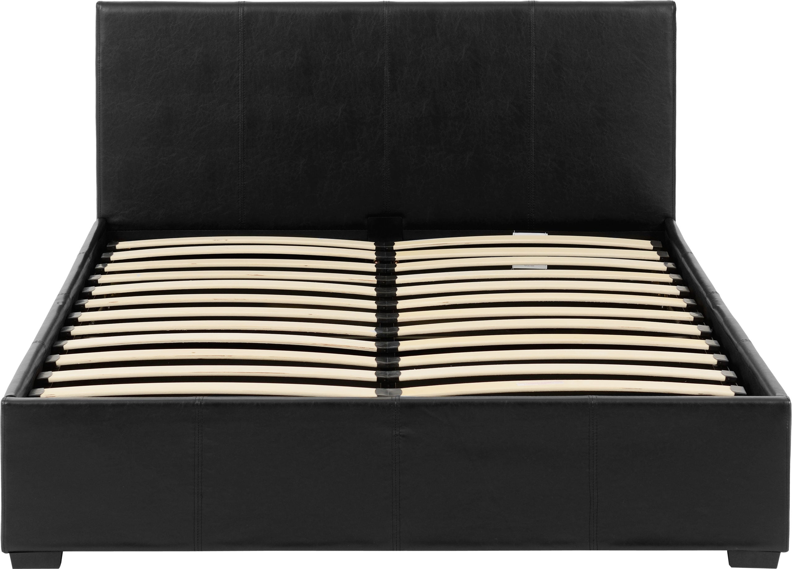 Waverley 4'6" Storage Bed Black Faux Leather
