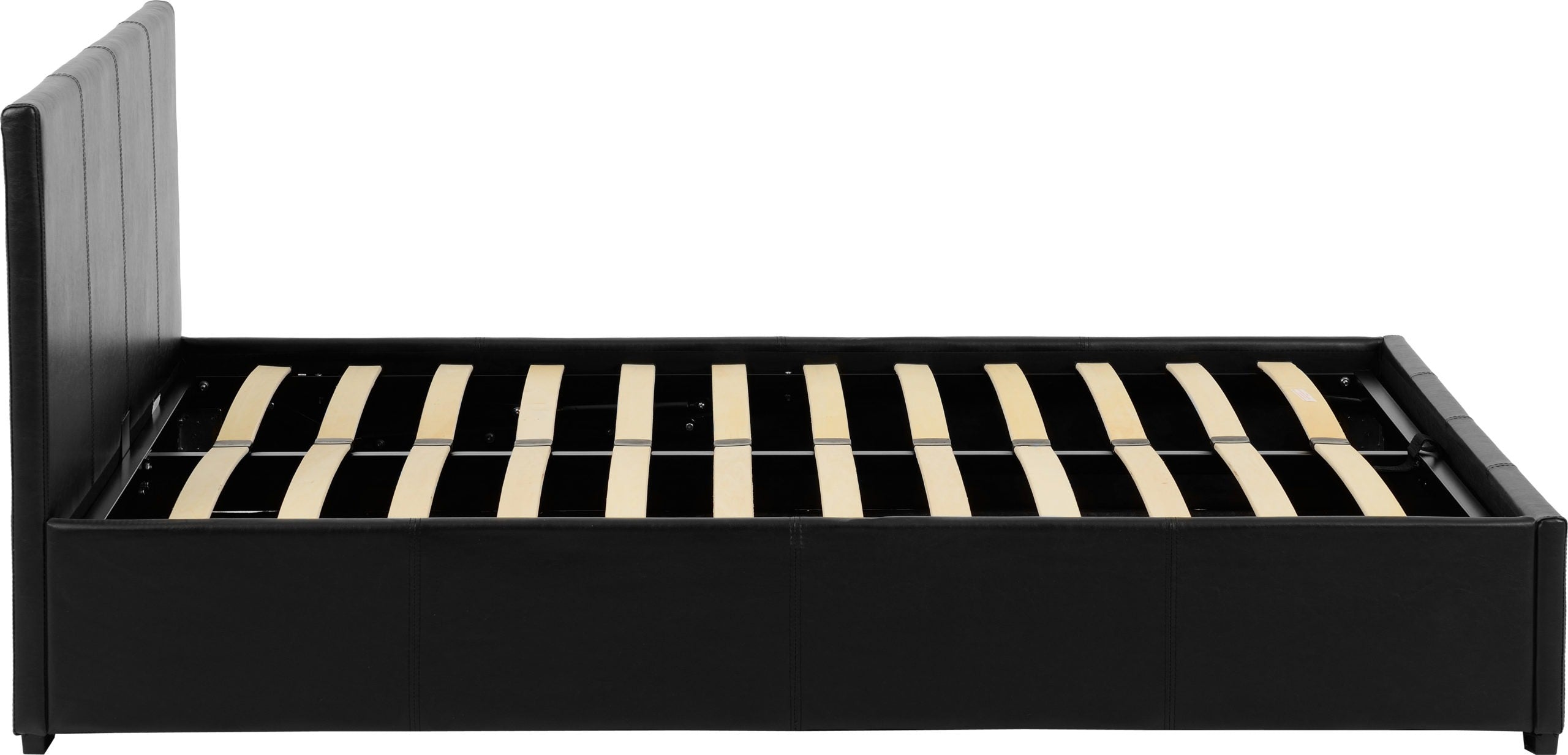 Waverley 4'6" Storage Bed Black Faux Leather