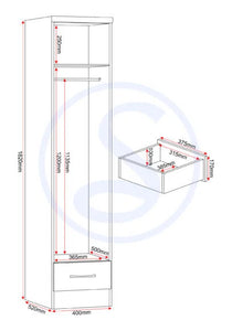 Nevada 1 Door 1 Drawer Wardrobe White Gloss